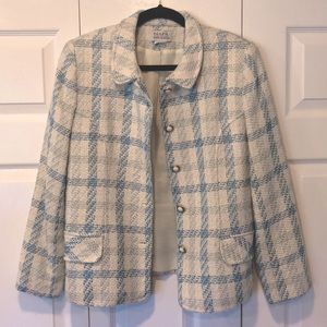 Shimmering winter white & blue tweed NAPA STUDIO blazer - size 8